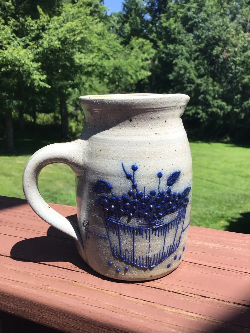 Salmon Falls 1993 Blueberry Basket Pottery Salt Glaze Stoneware Pitcher Handmade